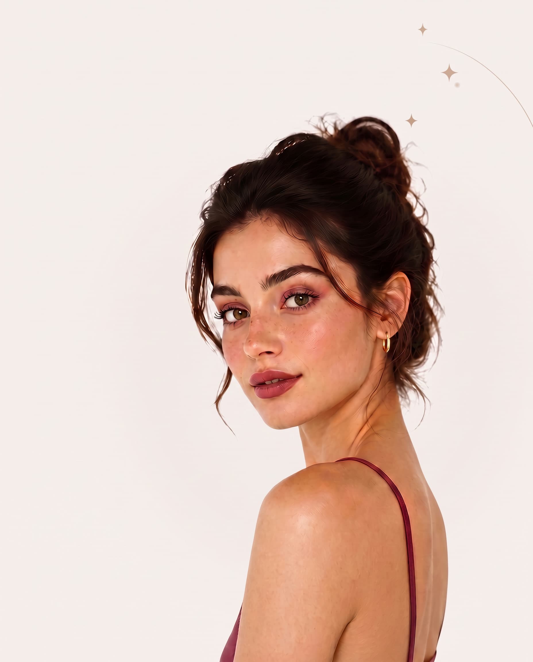 The Bella app welcome screen: the same woman before and after her personalized look